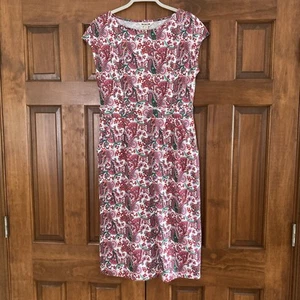 NWT Boden Florrie Paisley Short Sleeve Cotton Dress Women’s Size 10L - Picture 1 of 8