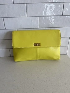 J Crew Womens Clutch Purse Neon Green with Gold Accents NWT - Picture 1 of 8
