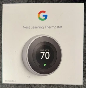 Google Nest Learning Thermostat, Stainless Steel - T3007ES - Picture 1 of 10