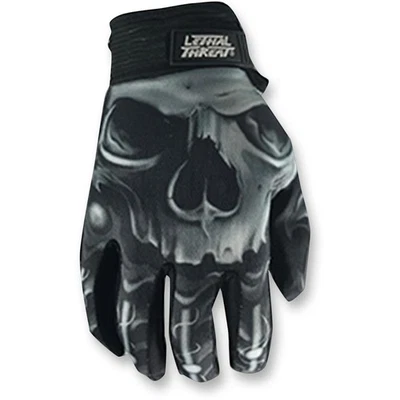 Lethal Threat Bio Skull Gloves - GL15004XL Bio Skull - Black/White X-Large - Image 1 of 2