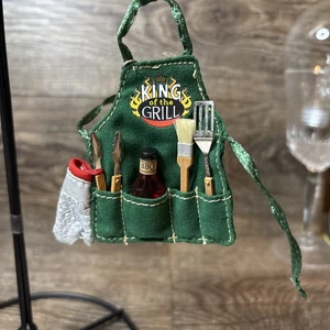 Hallmark Ornament "King of the Grill" Apron with BBQ Tools 2007 Keepsake  NIB - Picture 1 of 4