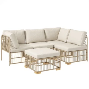 Ecklounge-Set aus Polyrattan Gartenmöbel Set mit Ecksofa Sessel Hocker Kissen - Bild 1 von 10