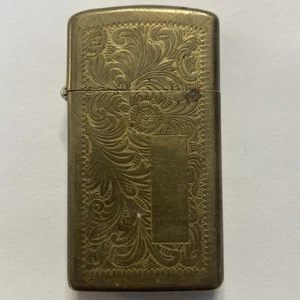 1992 ZIPPO SLIM LIGHTER VENETIAN BRASS NIAGARA FALLS CANADA GOLD PLATE INSERT - Bild 1 von 5