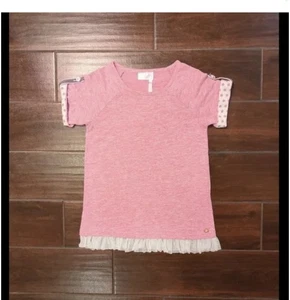 Matilda Jane 435 Girls Tunic Top Size 12 Pink with lace trim Short Sleeve - Picture 1 of 5