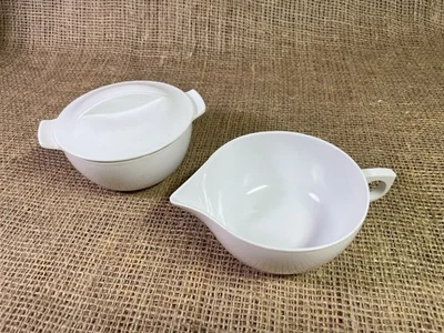 Vintage Genuine Melamine White Creamer and Sugar Bowl Set- USA - Image 1 of 4