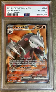 2025 POKEMON BLACK BOLT EN EXCADRILL ex ULTRA RARE #160 💎 PSA 10 - Picture 1 of 6