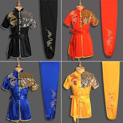 Silk Chinese Taichi Kung Fu Uniform Shaolin Wushu Suit Clothes Dragon Embroidery - Image 1 of 4