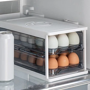 Egg Holder for Refrigerator 2 Layer Storage Bin for Kitchen Cupboard Home - Picture 1 of 7
