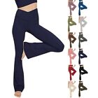 Bootcut Yoga Pants with Pockets High Waisted Flared Leggings Blue S XXL