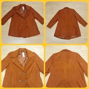 Evans wool blend womens size 24 2 button dress coat burnt amber winter autumn - Picture 1 of 9