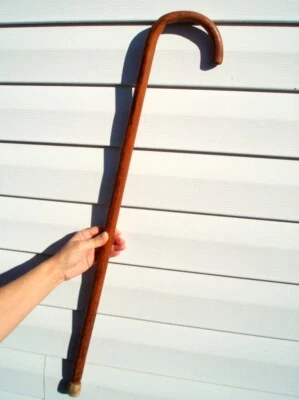 PRIMITIVE ANTIQUE WALKING STICK CANE OLD NAIL BELOW HANDLE - Image 1 of 4