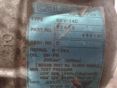 Used A/C Compressor fits: 1994 Nissan Altima  Grade A - Image 1 of 4