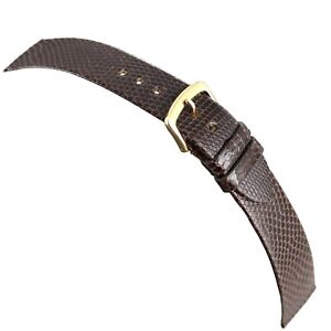 18mm Hadley-Roma Brown Genuine Java Lizard Unstitched Mens Watch Band LONG 970