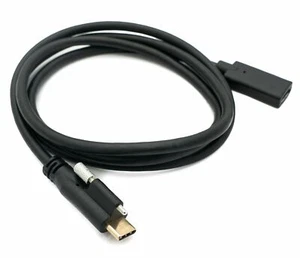 USB 3.1 Kabel 100 cm Typ C Stecker zu Buchse Schraube Adapter in Schwarz - Zdjęcie 1 z 4
