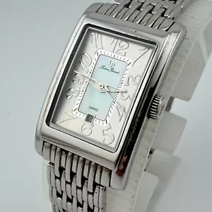 Lucien Piccard Swiss Quartz Watch Women Silver Steel Rectangle New Battery 6.5" - Picture 1 of 6