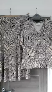 EASTEX Navy Blue / Cream Size 14 Skirt & Top Suit Holiday Cruise Wedding Xmas - Picture 1 of 2
