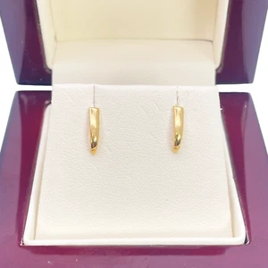 22ct Yellow Gold Plain High Polished Children's Earrings 10mm Length - Picture 1 of 8