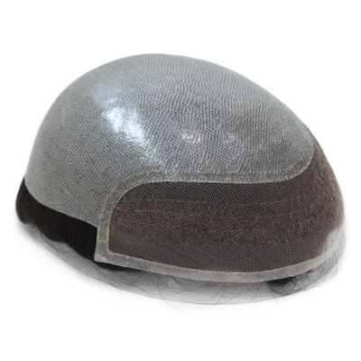 Mens Toupee  Hair Replacement System Lace Front Poly Skin Human Hairpieces OL - Image 1 of 4