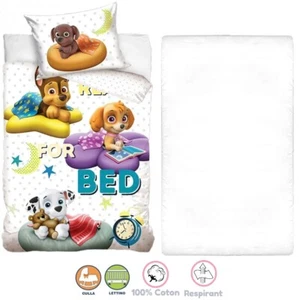 Paw Patrol White 3Pezzi Set Lettino Culla Copripiumino Federa Lenzuola c/Angoli - Foto 1 di 4