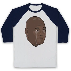 CRYING JORDAN FACE UNOFFICIAL MEME MICHAEL BULLS FUNNY 3/4 SLEEVE BASEBALL TEE - Picture 1 of 11
