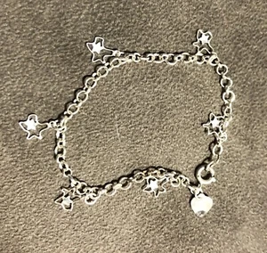 "Brazalete de eslabones vintage simple cadena estrella plata .925 7"" C23" - Imagen 1 de 4