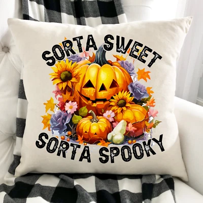 Funda Almohada Halloween, 16x16, Humor Calabaza, Interior, Exterior Foto 1 de 3