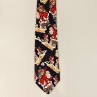 BOSTON TRADERS Navy Red Neck Tie Mens Silk Christmas Santa Claus Made in USA