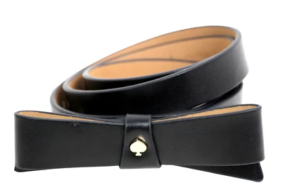 Kate Spade NY PRETO COURO REAL 3/4"Wd VESTIDO LAÇO MAGRO CINTO CASUAL Tamanho P (I8 - Imagem 1 de 4