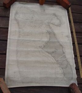 Original Sea Captain's 1873 Canvas Backed Nautical Chart Great Bahama Bank