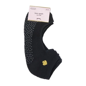 NWT Kate Spade New York Barre No Show Black Socks w/ Grips & Gold Logo 1 pair - Picture 1 of 1