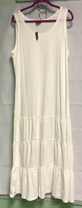 J Jill Women's Sz XL White Sleeveless Cotton tiered Maxi dress - Bild 1 von 3