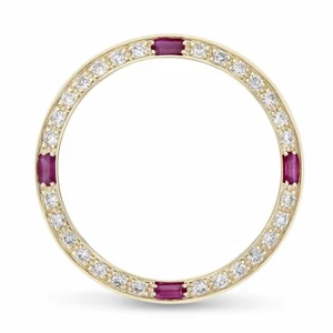 LADIES .70CT NATURAL DIAMOND BEZEL WITH RUBIES IN 18KY FOR ROLEX 26MM DATEJUST - Picture 1 of 6