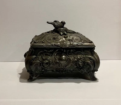 Precioso Joyero WMF Art Nouveau Plateado Anidación Pájaro Principios del siglo XX Foto 1 de 4