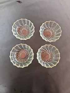 Vintage Federal Glass 4 Swirl Rhythm Crystal Glass Bowls Set Art Deco Midcentury - Picture 1 of 4
