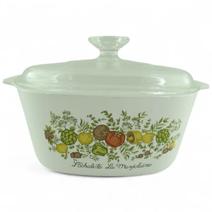 Vintage Pyrex Auflaufform L'Echalote La Marjolaine 8x4 Glasdeckel Frankreich - Bild 1 von 7