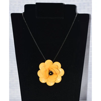 Joan Rivers Jeweled Starlet Yellow Flower Gunmetal 21" Chain Statement Necklace - Image 1 of 4