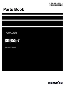 Komatsu GD955-7 Grader Parts Catalog Manual SN 11001-UP - Picture 1 of 1