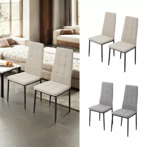 2/4x High Back Dining Chair Padded Seat Tufted Home Kitchen Side Chair Metal Leg - Picture 1 of 19
