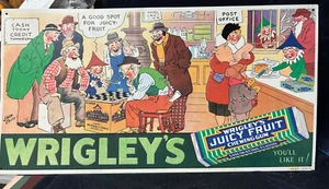 Vintage Repo Wrigley's Gum Juicy Fruit Advertising Tin Sign Chewing Gum 11 X 21 - Picture 1 of 1
