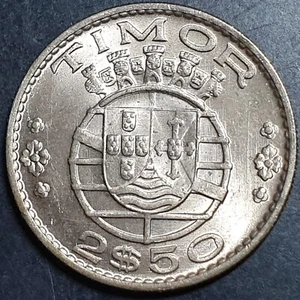 Timor 2.5 Escudos 1970 UNC Brilliant Luster - Picture 1 of 2