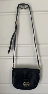 COACH Leather GEORGIE SADDLE SHOULDER Crossbody BAG BLACK # E2179-C3241 - Picture 1 of 24