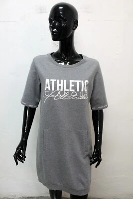 Liu Jo Vestito Donna Taglia M Abito Tubino Dress Manica Corta Grigio Woman Logo Foto 1 de 4