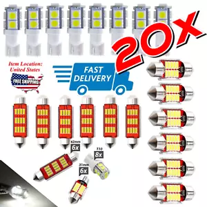 20pcs 6000K LED Interior Lights Bulbs Kit Dome License Plate Lamp - Picture 1 of 8