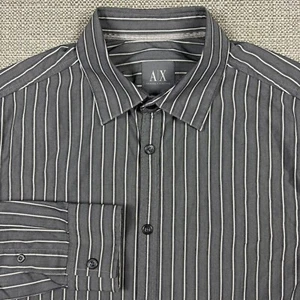 Armani Exchange Men's Shirt S Long Sleeve Regular Fit Striped Gray White A/X - Picture 1 of 10