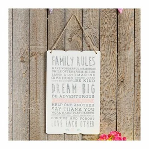 Love Life Shabby Chic Wall Hanging Plaque - Family Rules - Picture 1 of 1