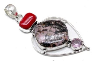 Colgante de joyería hecha a mano de plata esterlina 925 con piedras preciosas... - Imagen 1 de 7