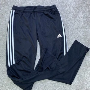 Adidas Track Pants Women's Medium Black Elastic Waist Pockets Draw String Zips - Picture 1 of 15
