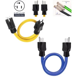 3Prong Plug 12AWG 125V Double Male Extension Cord Generator Adapter For Transfer - Bild 1 von 21