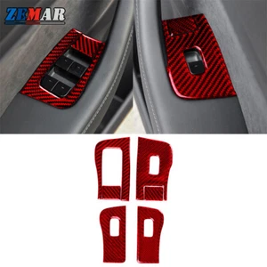 Pegatina de cubierta de interruptor de elevación de ventana de fibra de carbono roja para Tesla modelo 3 Y 2017-2022 - Imagen 1 de 15