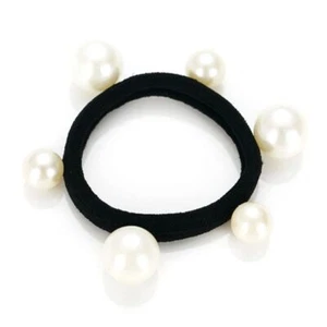 Simple Pearl Elastic Hair Bands Women Beaded Stretch Rubber Band Ponytail Holder - Picture 1 of 8
